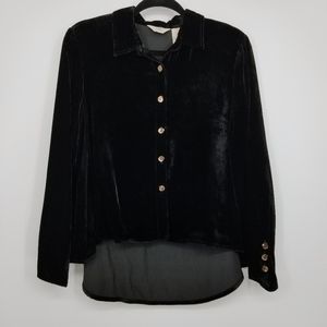 J. Jill | High Low Black Velvet Button Down